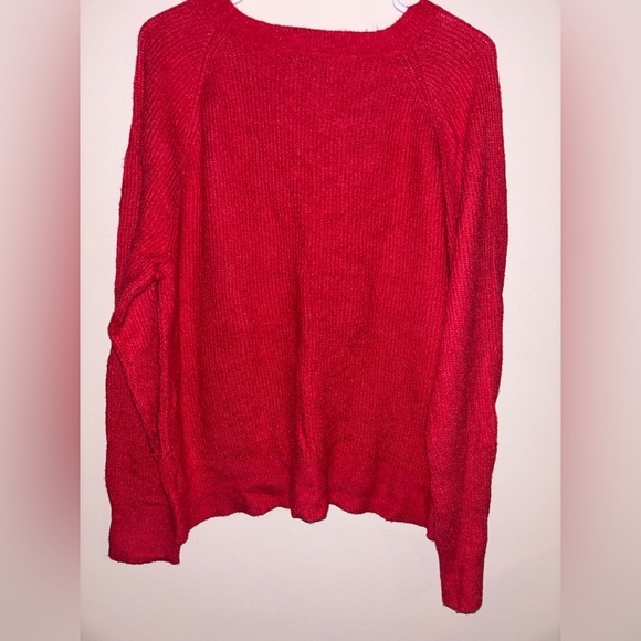 Red Knitted V-Neck Sweater - Old Navy | M | stretch fit | Cozy - Picture 3 of 7